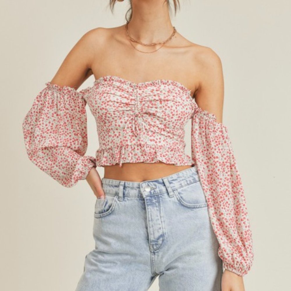 ❌SOLD OUT❌ FIRST PICK FLORAL OFF SHOULDER BLOUSE - Picture 1 of 4